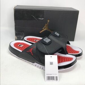 Jordan Hydro XI 11 Retro Bred Black Gym Red FN2452-006 Men’s Slides - Size 9